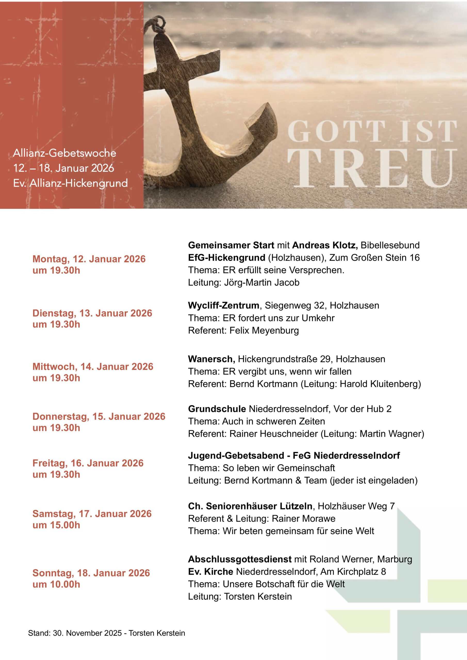 Allianzgebetswoche @ siehe Beschreibung