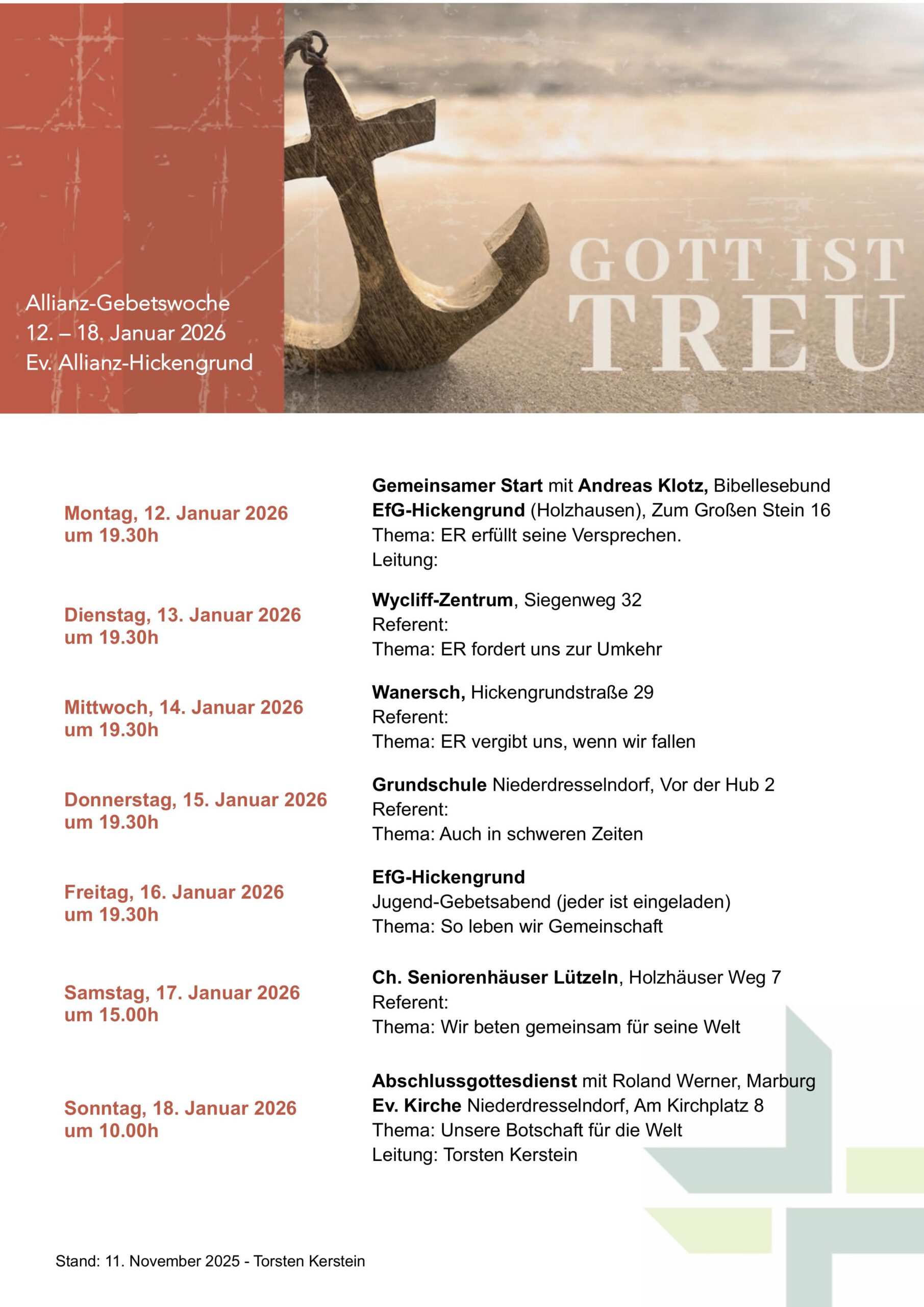 Allianzgebetswoche @ siehe Beschreibung